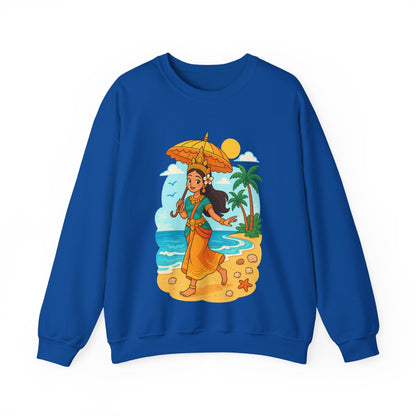 Tropical Vibes Sweatshirt, Beach Vacation Crewneck Jumper, Apsara's Shoreline Grace, Ocean Lover Top, Unisex Sweatshirt Gift, Coastal Wear