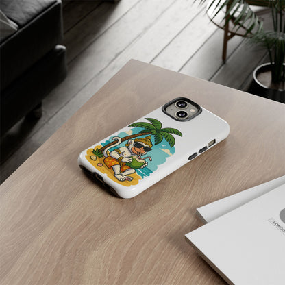 Divine Guard Hanuman Tropical Phone Case, Fun Coconut Drink, Summer Beach Vibes, Gifts for Animal Lovers, Travel Accessory