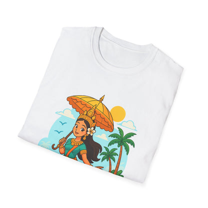 Beach Vibes T-Shirt with Sunset and Umbrella Graphic, Summer Gift, Travel Tee, Ocean Lover Shirt, Casual Everyday Wear