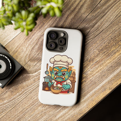 Yeak Chef Phone Case, Tough Khmer Cover, Num Banh Chok Art, Cute Monster Chef Phone Case - Adorable Cooking Gift