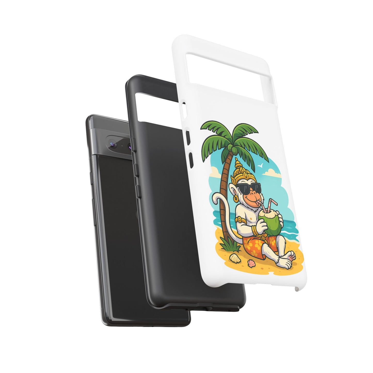 Divine Guard Hanuman Tropical Phone Case, Fun Coconut Drink, Summer Beach Vibes, Gifts for Animal Lovers, Travel Accessory