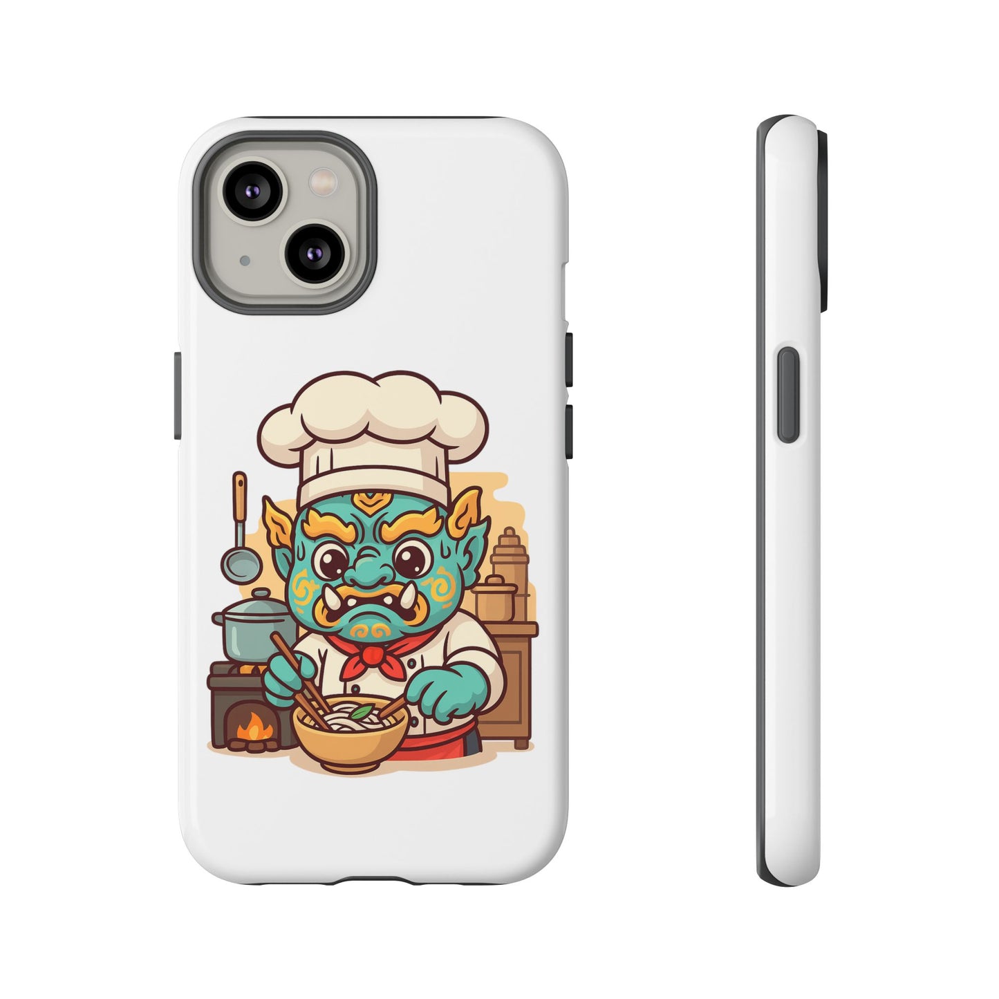 Yeak Chef Phone Case, Tough Khmer Cover, Num Banh Chok Art, Cute Monster Chef Phone Case - Adorable Cooking Gift