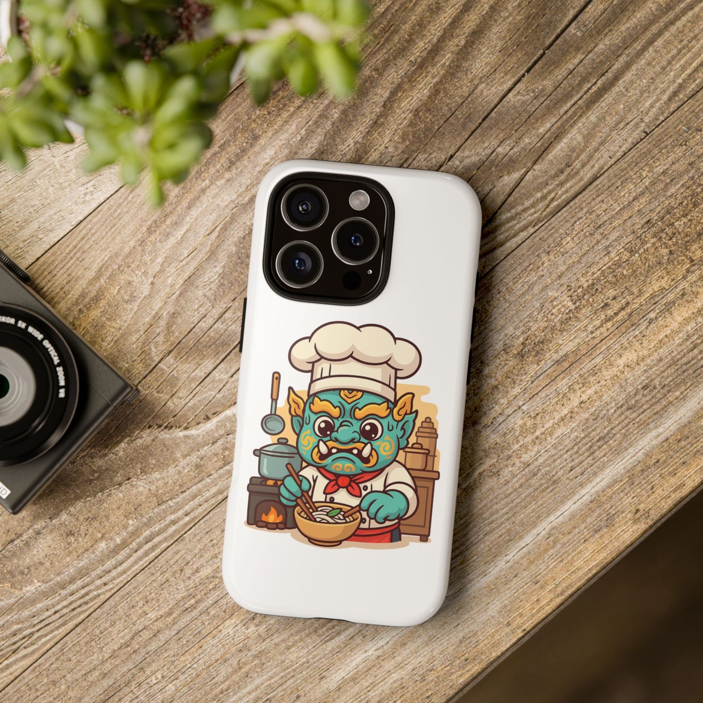 Yeak Chef Phone Case, Tough Khmer Cover, Num Banh Chok Art, Cute Monster Chef Phone Case - Adorable Cooking Gift