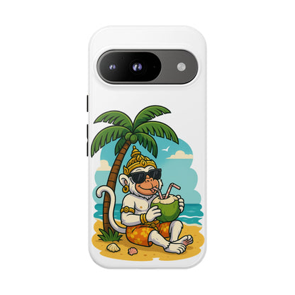 Divine Guard Hanuman Tropical Phone Case, Fun Coconut Drink, Summer Beach Vibes, Gifts for Animal Lovers, Travel Accessory