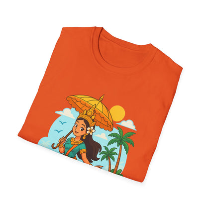 Beach Vibes T-Shirt with Sunset and Umbrella Graphic, Summer Gift, Travel Tee, Ocean Lover Shirt, Casual Everyday Wear