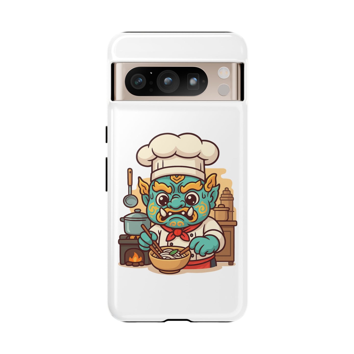 Yeak Chef Phone Case, Tough Khmer Cover, Num Banh Chok Art, Cute Monster Chef Phone Case - Adorable Cooking Gift