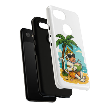 Divine Guard Hanuman Tropical Phone Case, Fun Coconut Drink, Summer Beach Vibes, Gifts for Animal Lovers, Travel Accessory