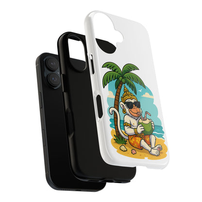 Divine Guard Hanuman Tropical Phone Case, Fun Coconut Drink, Summer Beach Vibes, Gifts for Animal Lovers, Travel Accessory