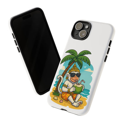 Divine Guard Hanuman Tropical Phone Case, Fun Coconut Drink, Summer Beach Vibes, Gifts for Animal Lovers, Travel Accessory