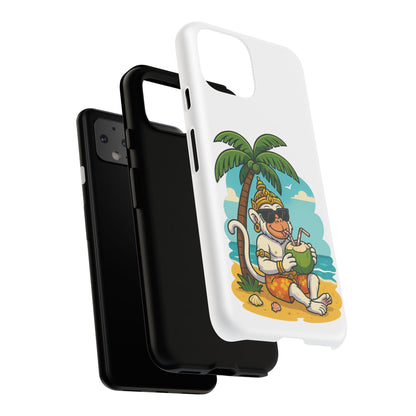 Divine Guard Hanuman Tropical Phone Case, Fun Coconut Drink, Summer Beach Vibes, Gifts for Animal Lovers, Travel Accessory