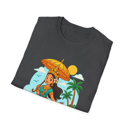 Beach Vibes T-Shirt with Sunset and Umbrella Graphic, Summer Gift, Travel Tee, Ocean Lover Shirt, Casual Everyday Wear