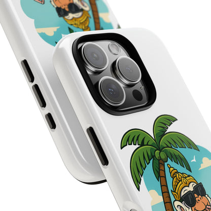 Divine Guard Hanuman Tropical Phone Case, Fun Coconut Drink, Summer Beach Vibes, Gifts for Animal Lovers, Travel Accessory