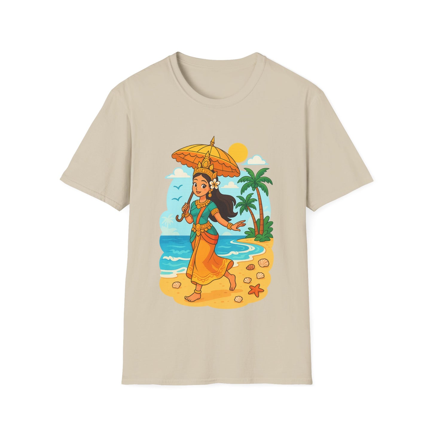 Beach Vibes T-Shirt with Sunset and Umbrella Graphic, Summer Gift, Travel Tee, Ocean Lover Shirt, Casual Everyday Wear