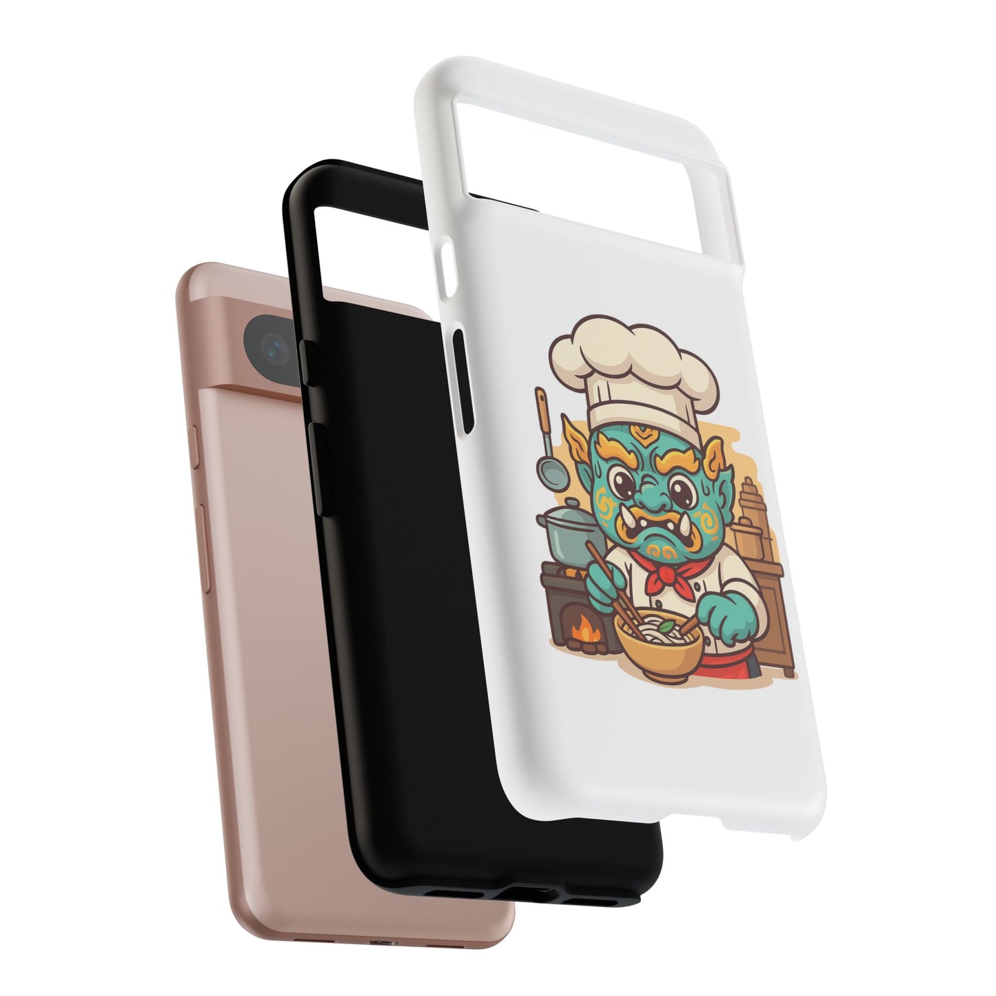 Yeak Chef Phone Case, Tough Khmer Cover, Num Banh Chok Art, Cute Monster Chef Phone Case - Adorable Cooking Gift