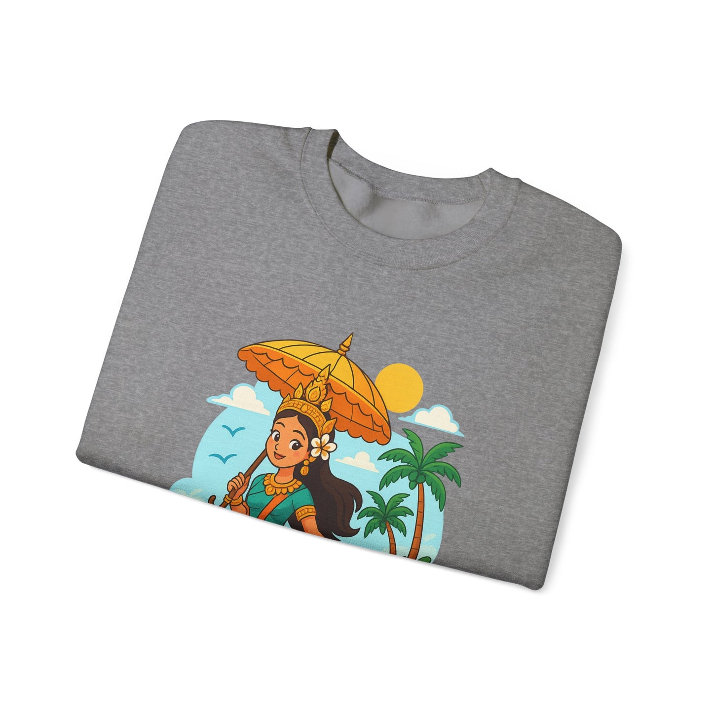 Tropical Vibes Sweatshirt, Beach Vacation Crewneck Jumper, Apsara's Shoreline Grace, Ocean Lover Top, Unisex Sweatshirt Gift, Coastal Wear