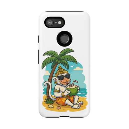 Divine Guard Hanuman Tropical Phone Case, Fun Coconut Drink, Summer Beach Vibes, Gifts for Animal Lovers, Travel Accessory