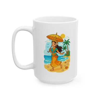 Apsara's Shoreline Grace Ceramic - Mug Perfect for Coffee Lovers, Beach Enthusiasts, Ideal Gift for Holidays, Birthdays, Family Gatherings