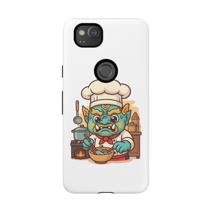 Yeak Chef Phone Case, Tough Khmer Cover, Num Banh Chok Art, Cute Monster Chef Phone Case - Adorable Cooking Gift