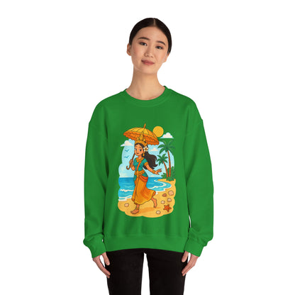 Tropical Vibes Sweatshirt, Beach Vacation Crewneck Jumper, Apsara's Shoreline Grace, Ocean Lover Top, Unisex Sweatshirt Gift, Coastal Wear