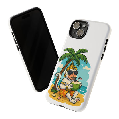 Divine Guard Hanuman Tropical Phone Case, Fun Coconut Drink, Summer Beach Vibes, Gifts for Animal Lovers, Travel Accessory