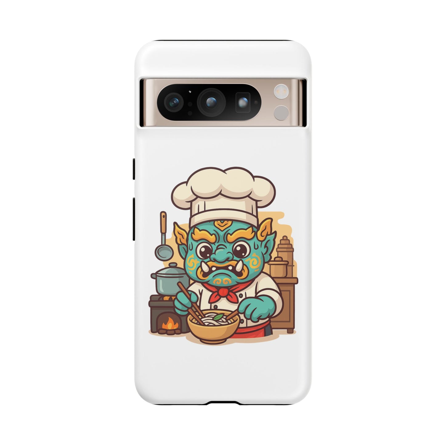 Yeak Chef Phone Case, Tough Khmer Cover, Num Banh Chok Art, Cute Monster Chef Phone Case - Adorable Cooking Gift