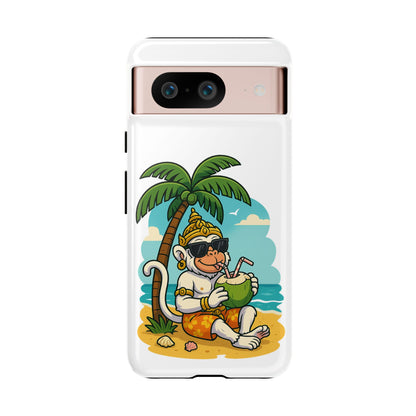 Divine Guard Hanuman Tropical Phone Case, Fun Coconut Drink, Summer Beach Vibes, Gifts for Animal Lovers, Travel Accessory