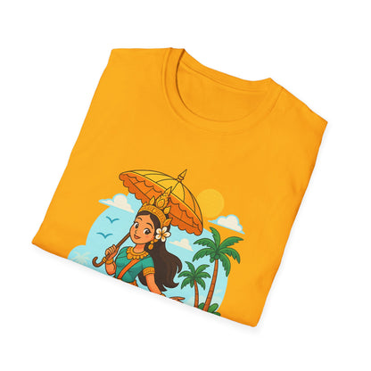 Beach Vibes T-Shirt with Sunset and Umbrella Graphic, Summer Gift, Travel Tee, Ocean Lover Shirt, Casual Everyday Wear
