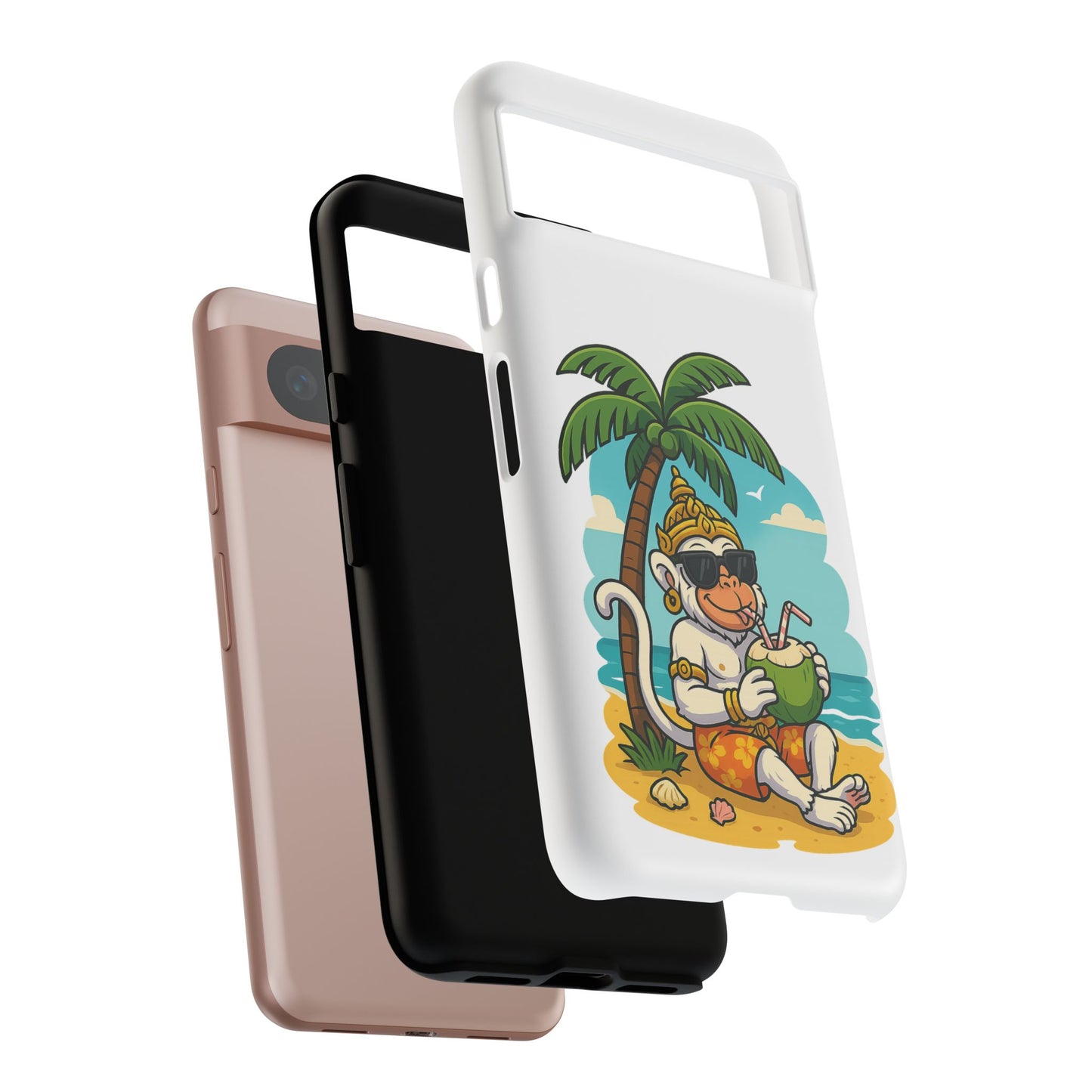 Divine Guard Hanuman Tropical Phone Case, Fun Coconut Drink, Summer Beach Vibes, Gifts for Animal Lovers, Travel Accessory