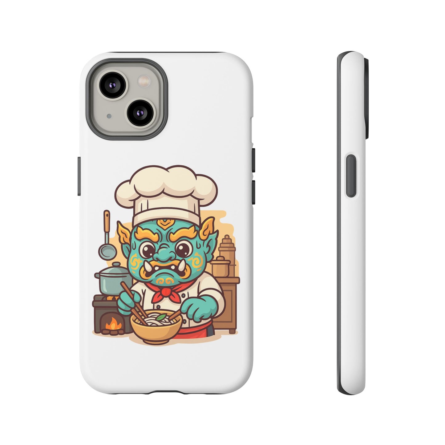 Yeak Chef Phone Case, Tough Khmer Cover, Num Banh Chok Art, Cute Monster Chef Phone Case - Adorable Cooking Gift