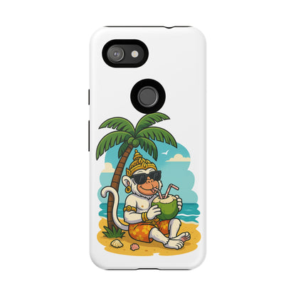 Divine Guard Hanuman Tropical Phone Case, Fun Coconut Drink, Summer Beach Vibes, Gifts for Animal Lovers, Travel Accessory