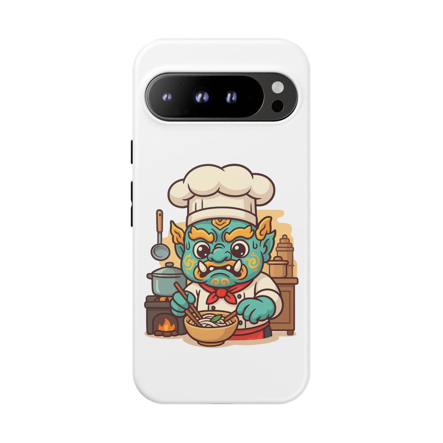 Yeak Chef Phone Case, Tough Khmer Cover, Num Banh Chok Art, Cute Monster Chef Phone Case - Adorable Cooking Gift