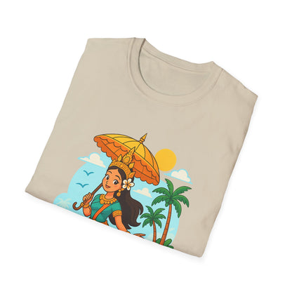 Beach Vibes T-Shirt with Sunset and Umbrella Graphic, Summer Gift, Travel Tee, Ocean Lover Shirt, Casual Everyday Wear