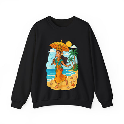 Tropical Vibes Sweatshirt, Beach Vacation Crewneck Jumper, Apsara's Shoreline Grace, Ocean Lover Top, Unisex Sweatshirt Gift, Coastal Wear