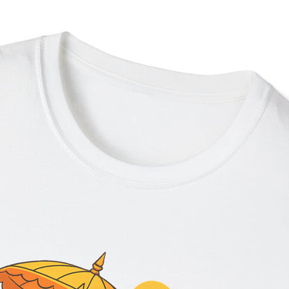 Beach Vibes T-Shirt with Sunset and Umbrella Graphic, Summer Gift, Travel Tee, Ocean Lover Shirt, Casual Everyday Wear