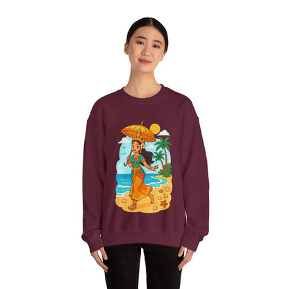 Tropical Vibes Sweatshirt, Beach Vacation Crewneck Jumper, Apsara's Shoreline Grace, Ocean Lover Top, Unisex Sweatshirt Gift, Coastal Wear
