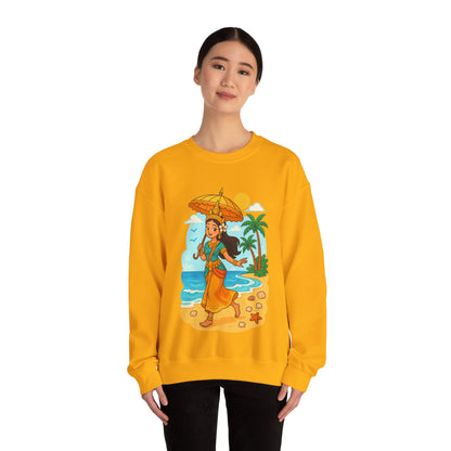 Tropical Vibes Sweatshirt, Beach Vacation Crewneck Jumper, Apsara's Shoreline Grace, Ocean Lover Top, Unisex Sweatshirt Gift, Coastal Wear
