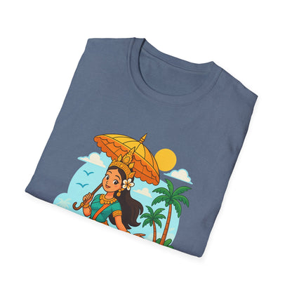 Beach Vibes T-Shirt with Sunset and Umbrella Graphic, Summer Gift, Travel Tee, Ocean Lover Shirt, Casual Everyday Wear