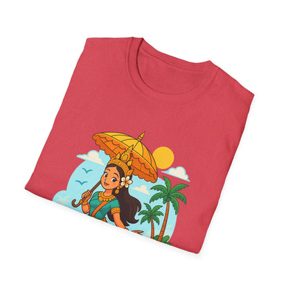 Beach Vibes T-Shirt with Sunset and Umbrella Graphic, Summer Gift, Travel Tee, Ocean Lover Shirt, Casual Everyday Wear