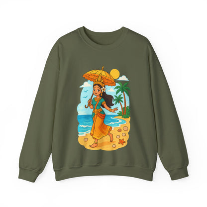 Tropical Vibes Sweatshirt, Beach Vacation Crewneck Jumper, Apsara's Shoreline Grace, Ocean Lover Top, Unisex Sweatshirt Gift, Coastal Wear