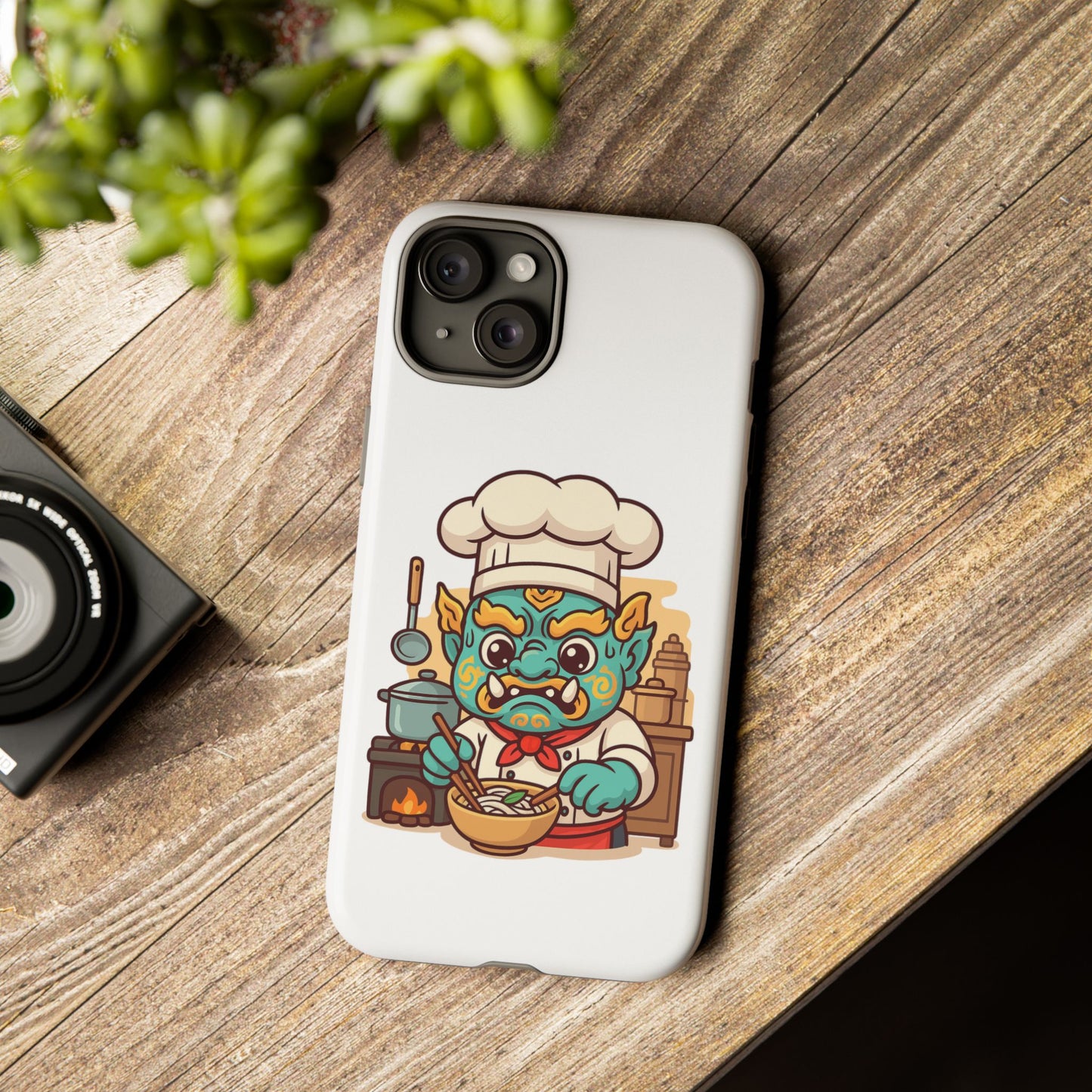 Yeak Chef Phone Case, Tough Khmer Cover, Num Banh Chok Art, Cute Monster Chef Phone Case - Adorable Cooking Gift