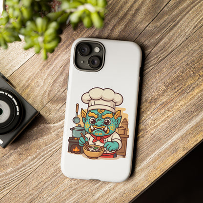 Yeak Chef Phone Case, Tough Khmer Cover, Num Banh Chok Art, Cute Monster Chef Phone Case - Adorable Cooking Gift