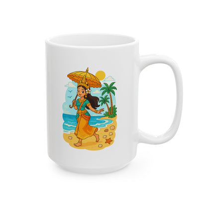 Apsara's Shoreline Grace Ceramic - Mug Perfect for Coffee Lovers, Beach Enthusiasts, Ideal Gift for Holidays, Birthdays, Family Gatherings