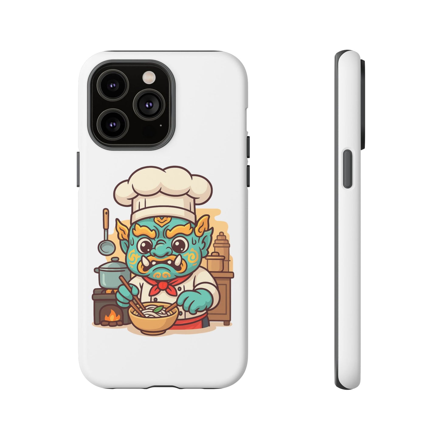 Yeak Chef Phone Case, Tough Khmer Cover, Num Banh Chok Art, Cute Monster Chef Phone Case - Adorable Cooking Gift