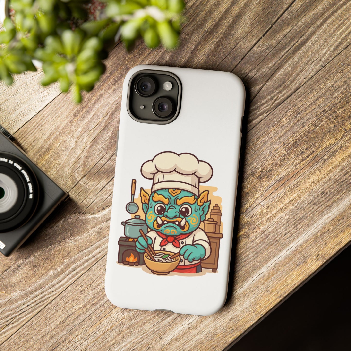 Yeak Chef Phone Case, Tough Khmer Cover, Num Banh Chok Art, Cute Monster Chef Phone Case - Adorable Cooking Gift
