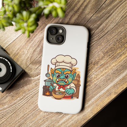 Yeak Chef Phone Case, Tough Khmer Cover, Num Banh Chok Art, Cute Monster Chef Phone Case - Adorable Cooking Gift