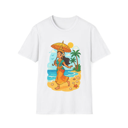 Beach Vibes T-Shirt with Sunset and Umbrella Graphic, Summer Gift, Travel Tee, Ocean Lover Shirt, Casual Everyday Wear