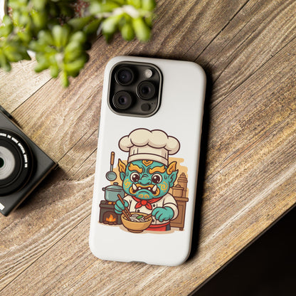 Yeak Chef Phone Case, Tough Khmer Cover, Num Banh Chok Art, Cute Monster Chef Phone Case - Adorable Cooking Gift