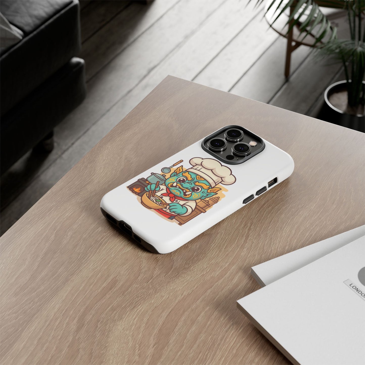 Yeak Chef Phone Case, Tough Khmer Cover, Num Banh Chok Art, Cute Monster Chef Phone Case - Adorable Cooking Gift