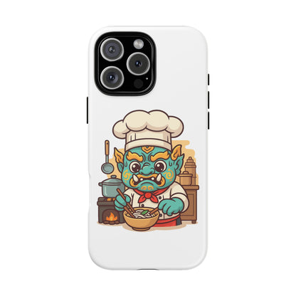 Yeak Chef Phone Case, Tough Khmer Cover, Num Banh Chok Art, Cute Monster Chef Phone Case - Adorable Cooking Gift