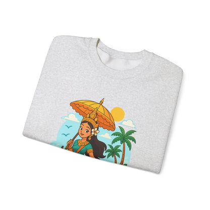 Tropical Vibes Sweatshirt, Beach Vacation Crewneck Jumper, Apsara's Shoreline Grace, Ocean Lover Top, Unisex Sweatshirt Gift, Coastal Wear